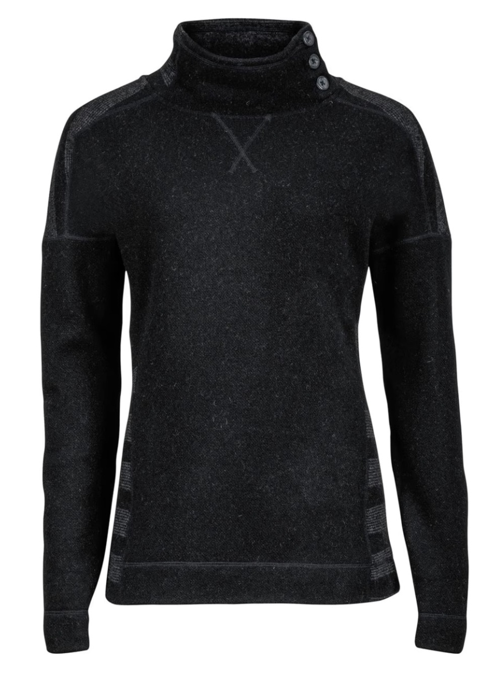 Marmot Vivian Sweater Black Grey Stripes Wool Blend Performance Outdoor